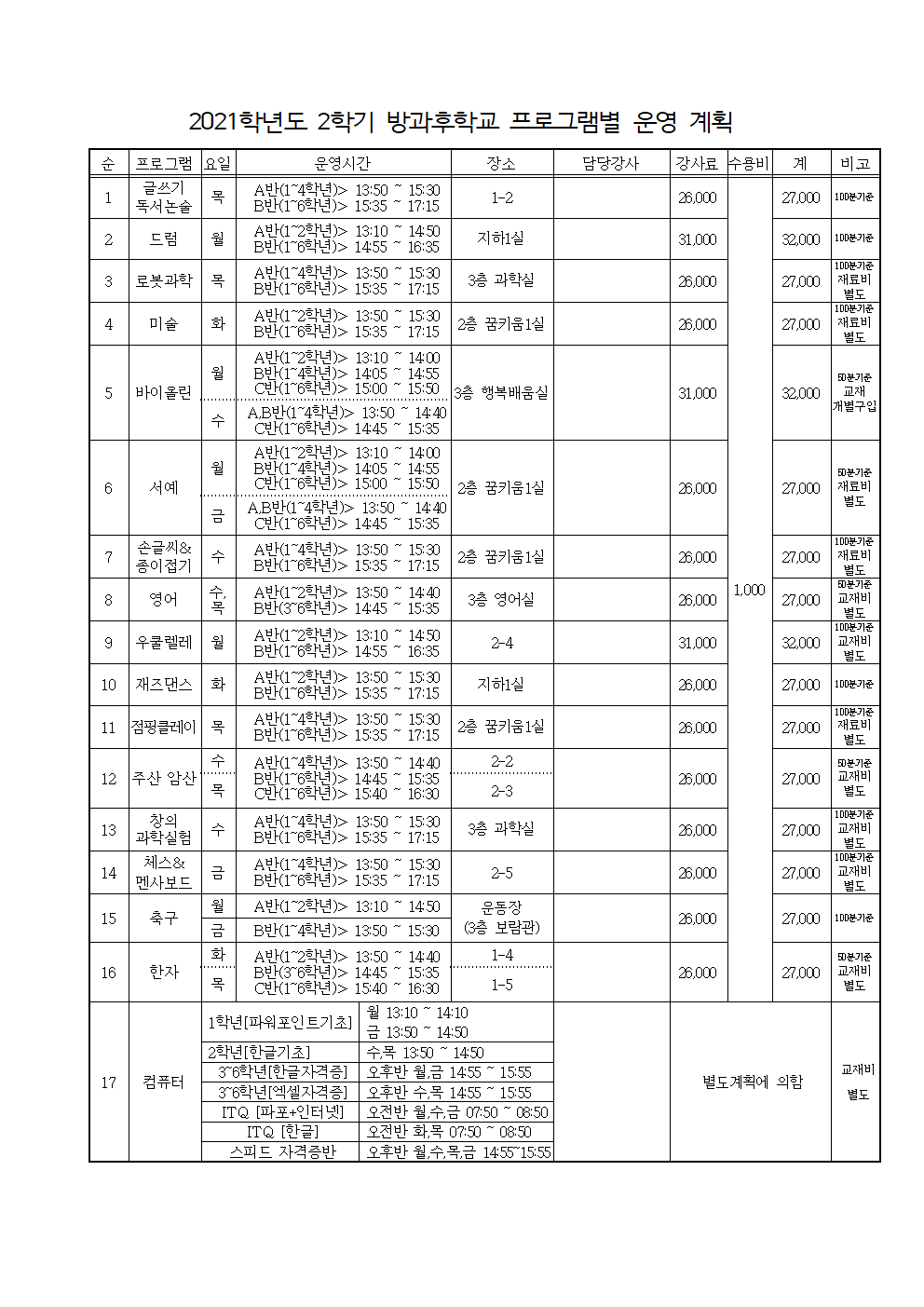 2021학년도 2학기 방과후학교 수강신청 안내장(최종)003